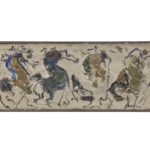 Mid Century Modern Abstract Cement Frieze with Horses - Image 3
