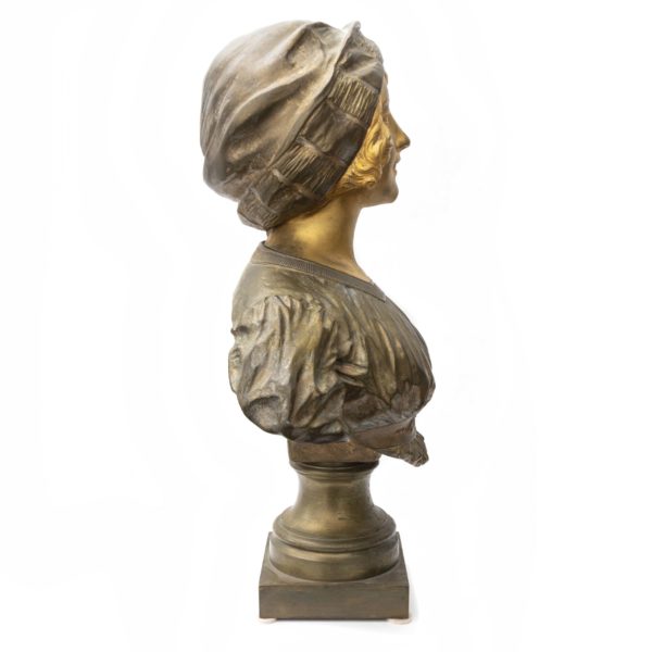 CHARLES FAGGIONI Gilded Bronze Bust Sculpture of a Woman - Image 6