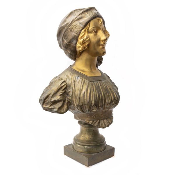 CHARLES FAGGIONI Gilded Bronze Bust Sculpture of a Woman - Image 3
