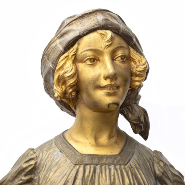 CHARLES FAGGIONI Gilded Bronze Bust Sculpture of a Woman - Image 2