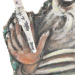 SMOKY BROWN(1919-2005) Original Self-Portrait on Found Board - Signed - Image 4