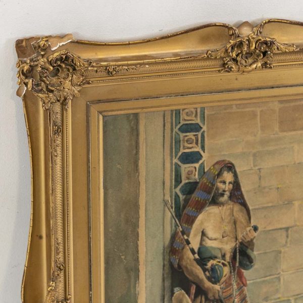 Antique J. MONTERRI Orientalist Style Watercolor - Signed - Image 4
