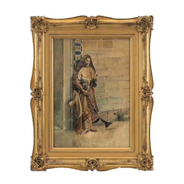 Antique J. MONTERRI Orientalist Style Watercolor - Signed - Image 1