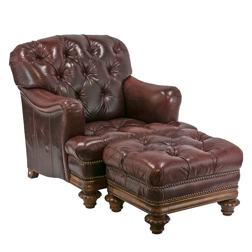 Thomasville Leather Armchair and Ottoman sold for $1,895