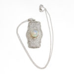 Antique Edwardian 2 Carat Opal Pendant Necklace in 14 Karat White Gold - Image 3