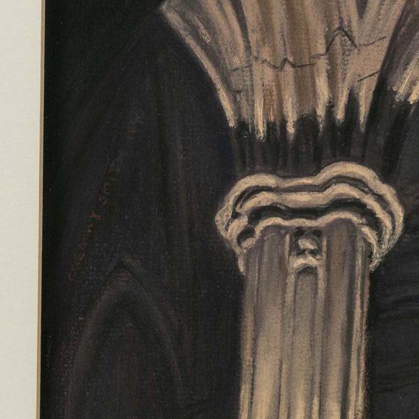 Vintage GREGORY SMITH Original Pastel of Cathedral of Learning Interior Circa 1990 - Signed - Image 3
