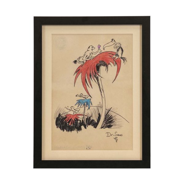DR. SEUSS Original Marker and Crayon Sketch on Paper - Image 1