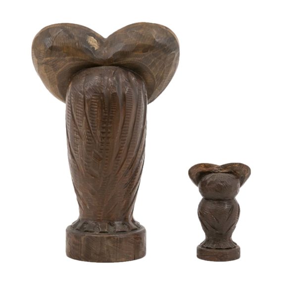 Vintage Pair of MARTIN TISCHLER Carved Wood Owls Circa 1970 - Image 5