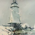 Original Oil Painting of Lighthouse - Signed - Image 6