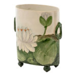 Antique Hand Painted WILLIAM GUERIN ET CIE Water Lily Cachepot Vase - Image 2
