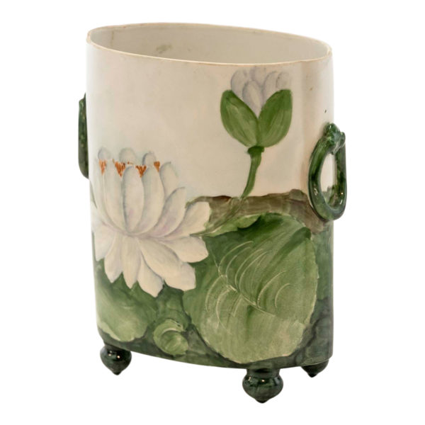 Antique Hand Painted WILLIAM GUERIN ET CIE Water Lily Cachepot Vase - Image 2