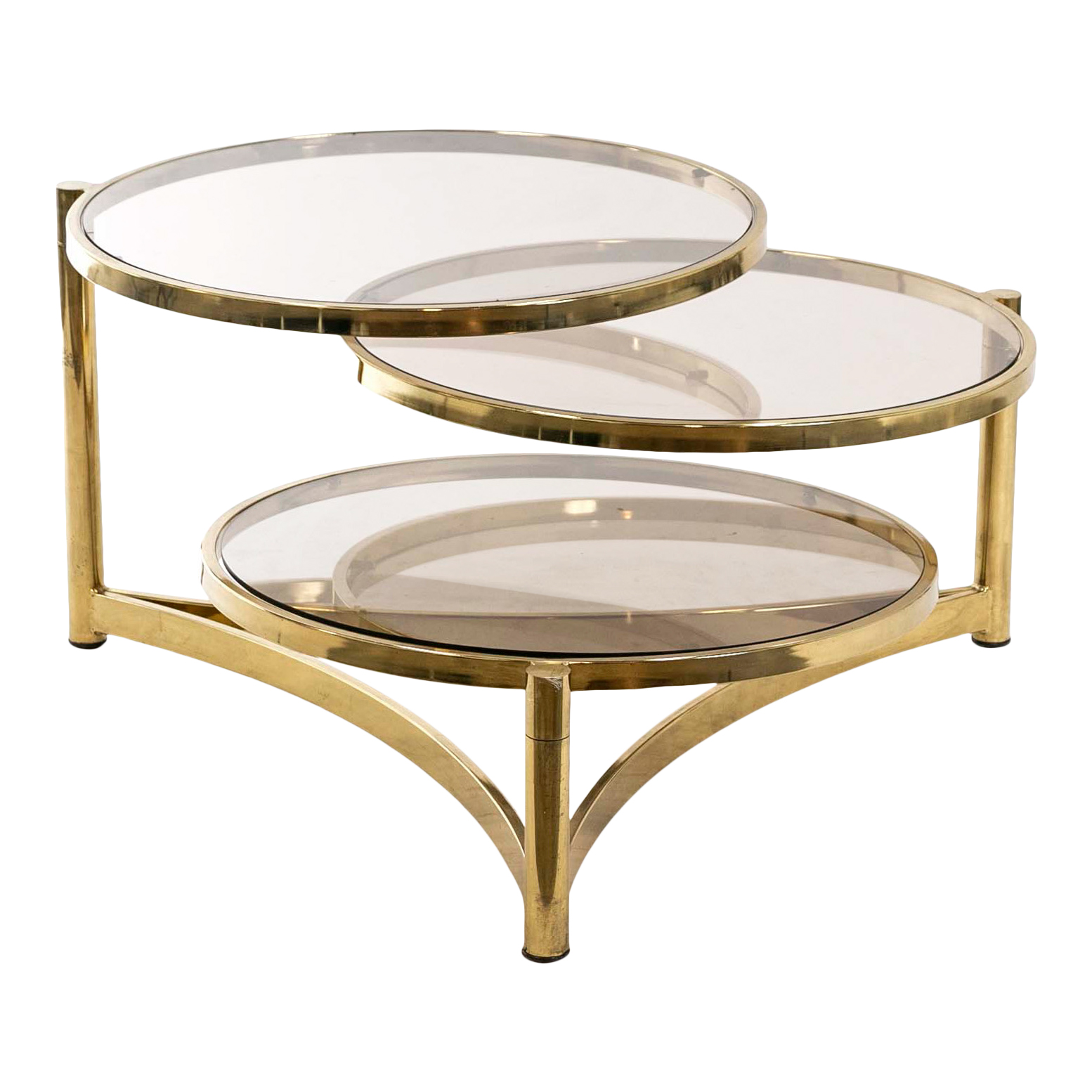 antique brass and glass round coffee table