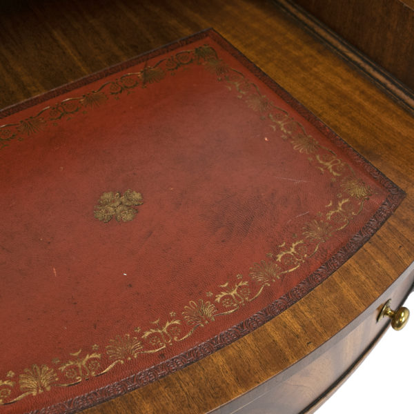Flame Mahogany Writing Desk with Tooled Leather Top - Image 3