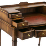 Flame Mahogany Writing Desk with Tooled Leather Top - Image 2