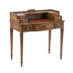 Flame Mahogany Writing Desk with Tooled Leather Top