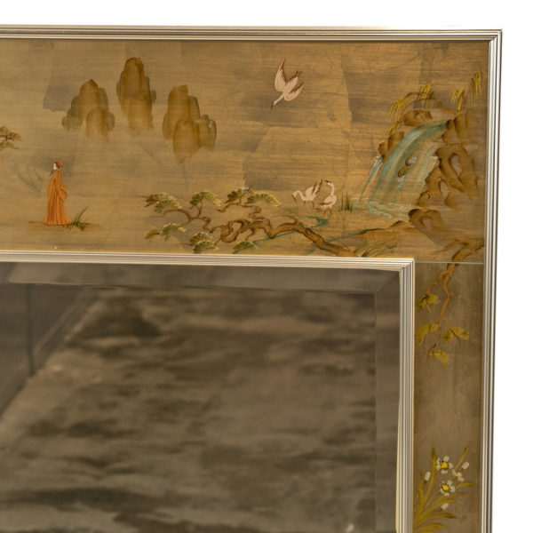 Vintage LABARGE Reverse Hand Painted Chinoiserie Mirror - Image 3