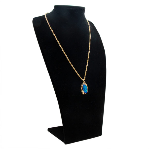 Black Opal and Diamond Pendant Necklace in 14 Karat Yellow Gold - Image 3