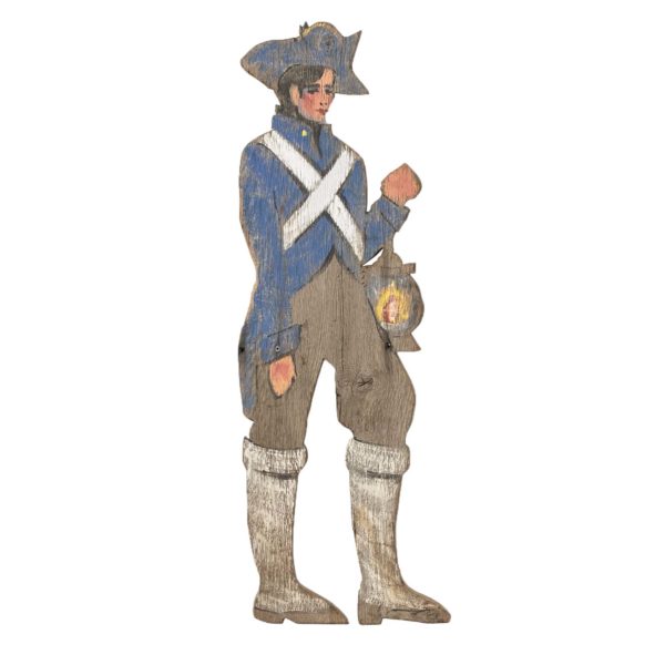 ROBERT MARTIN(1918-1998) Primitive Handcrafted Barn Wood Cut-Out of Soldier in Blue - Image 1