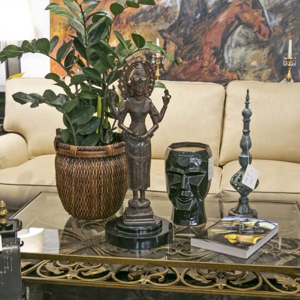 Kuan Yin Metal Statue on Black Lacquer Base - Image 7