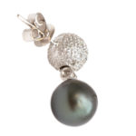 1 Total Carat Diamond and Black Tahitian Pearl Earrings in 18 Karat Gold - Image 4