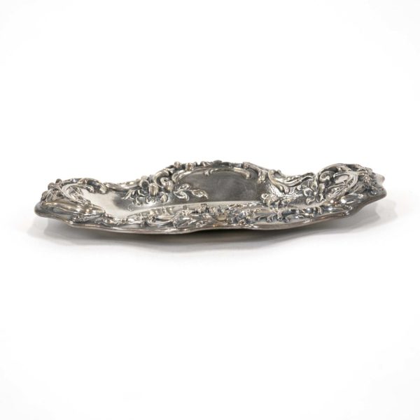 Dutch Sterling Silver Tray with Embossed Flowers - Image 4