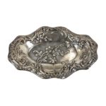 Dutch Sterling Silver Tray with Embossed Flowers