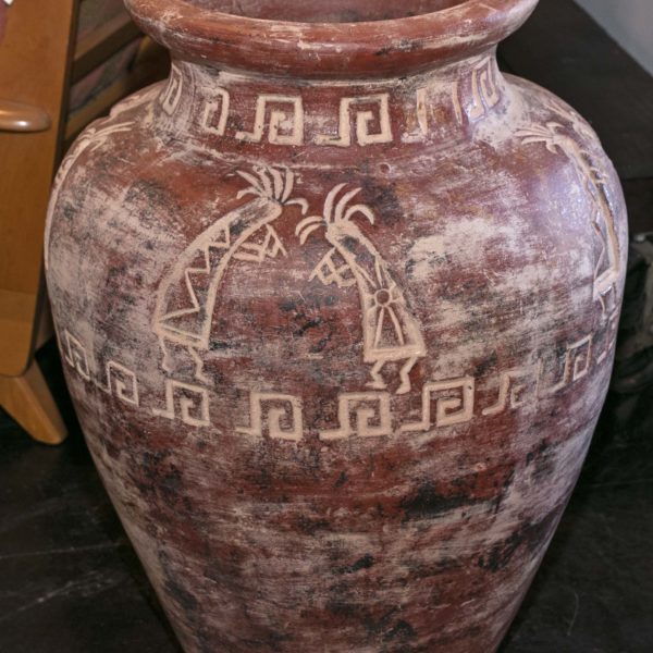 Large Terracotta Floor Vase with Kokopelli - Image 3