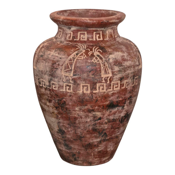 Large Terracotta Floor Vase with Kokopelli - Image 1