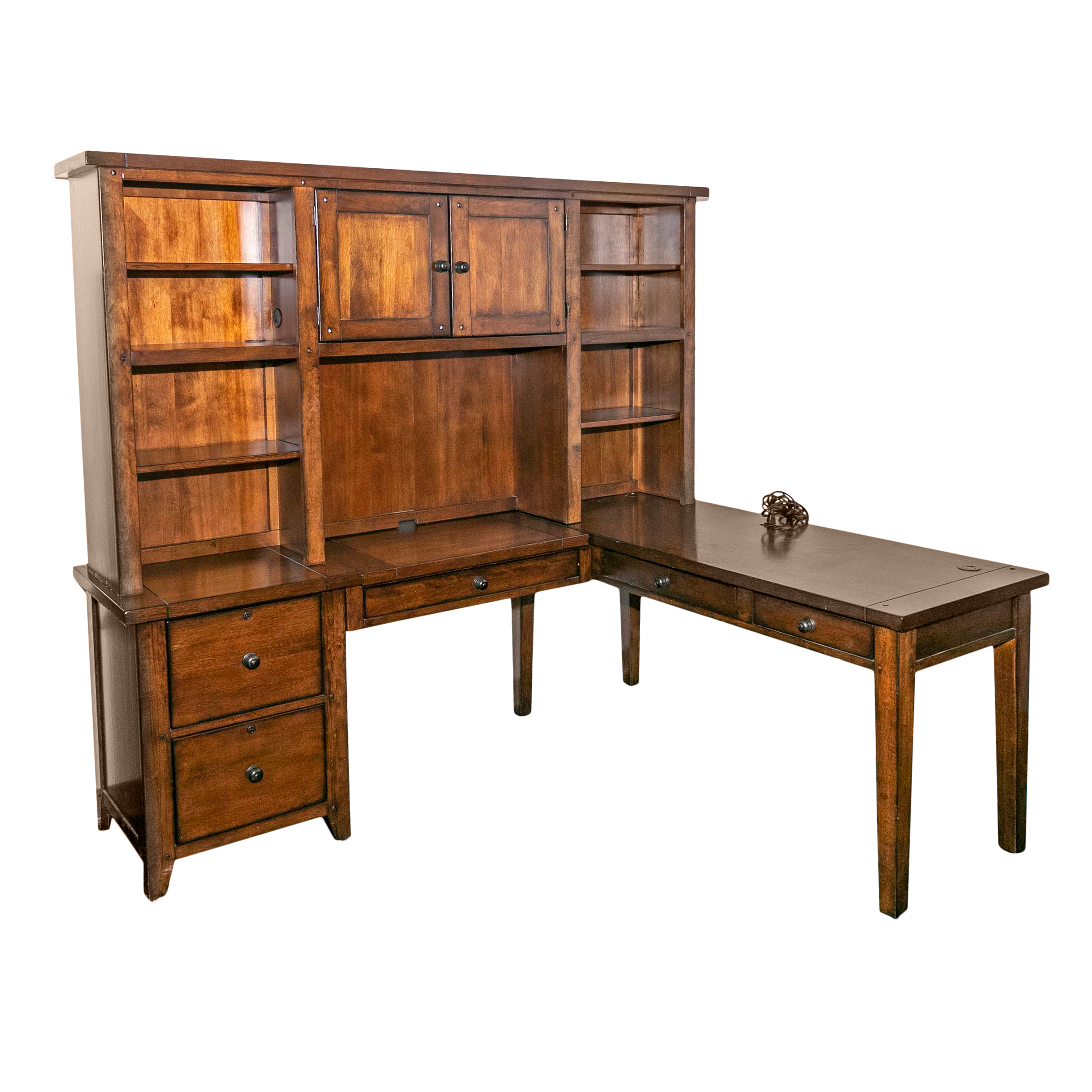 American signature desk with outlet hutch