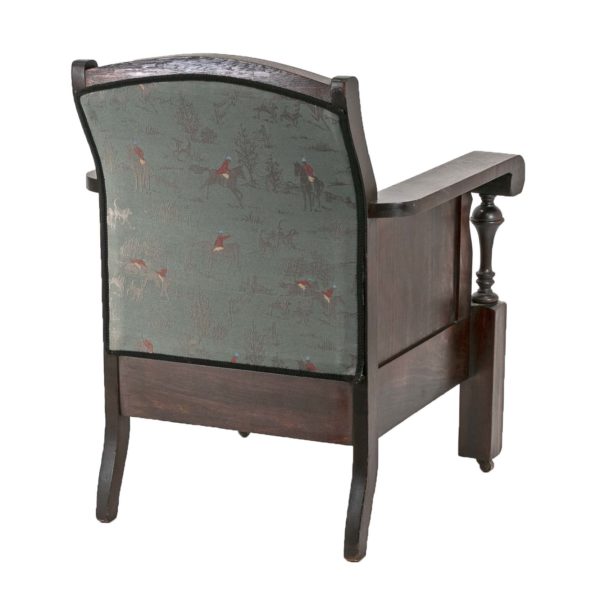 Antique Chair with Bell Turned Spindle Detail and Hunt Scene Upholstery - Image 8