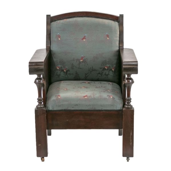 Antique Chair with Bell Turned Spindle Detail and Hunt Scene Upholstery - Image 6