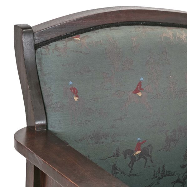 Antique Chair with Bell Turned Spindle Detail and Hunt Scene Upholstery - Image 4