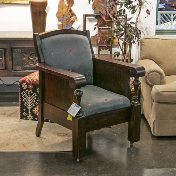 Antique Chair with Bell Turned Spindle Detail and Hunt Scene Upholstery - Image 9