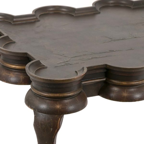 Scalloped Edge Table on Cabriole Legs with Chinoiserie Style Top - Image 2