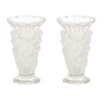 Pair of R. LALIQUE “Man, Woman, and Pan” Crystal Vases #5222