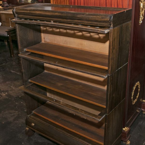 Antique Walnut LUNDSTROM Barrister Bookcase with Leaded Glass - Image 6