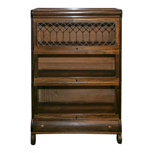 Antique Walnut LUNDSTROM Barrister Bookcase with Leaded Glass - Image 1