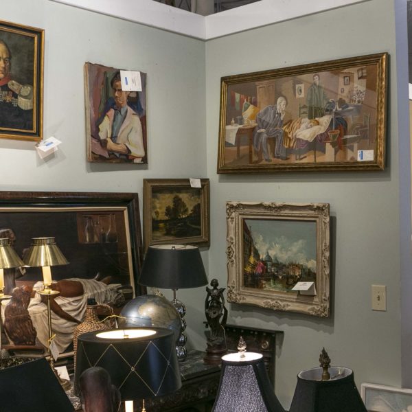 19th Century Tapestry with Medical Scene in Worn Gilt Frame - Image 4