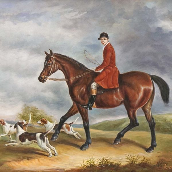 Original Oil on Canvas of Hunt Scene - Signed - Image 2