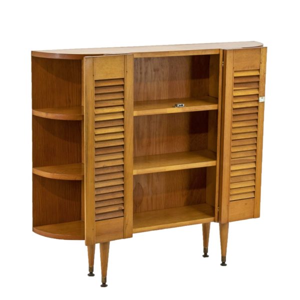 Vintage Cabinet with Shelves and Louvered Doors - Image 5