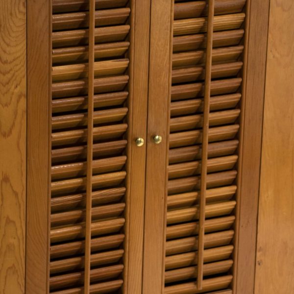 Vintage Cabinet with Shelves and Louvered Doors - Image 3