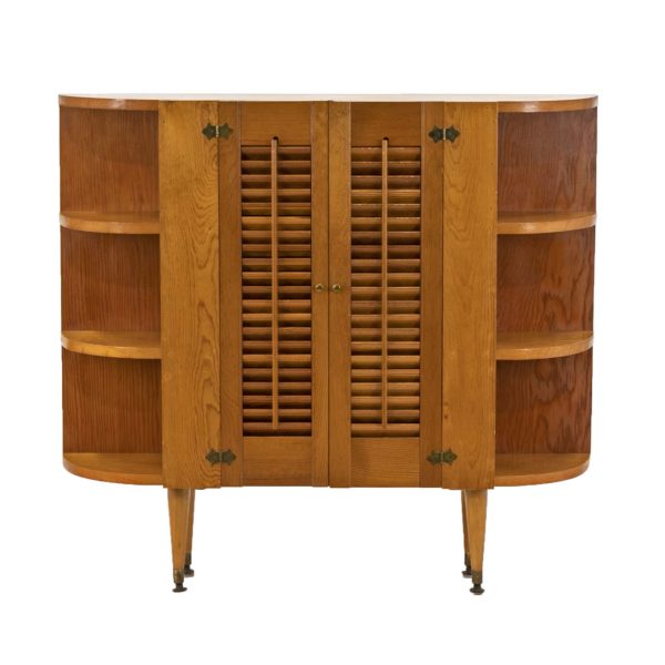 Vintage Cabinet with Shelves and Louvered Doors - Image 1