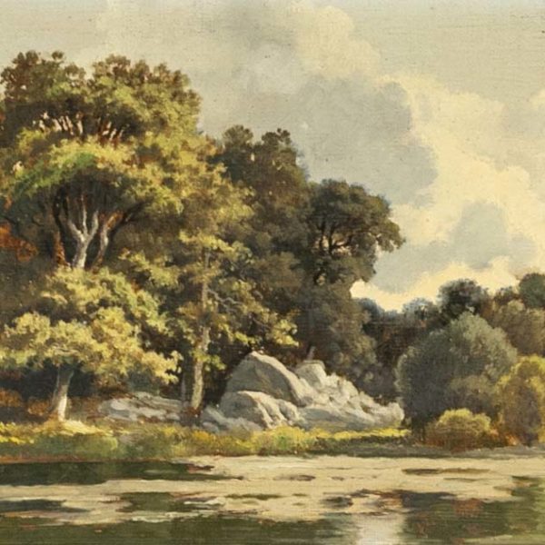 Antique Impressionist Landscape Oil Painting - Signed - Image 3