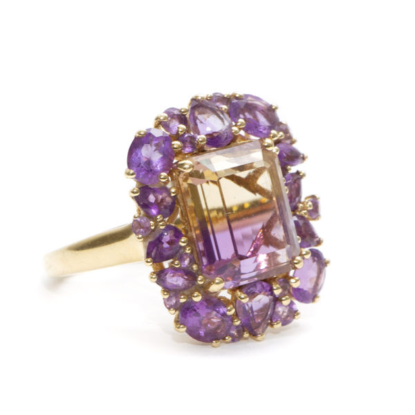 Ametrine and Amethyst Ring in 14 Karat Gold - Image 2