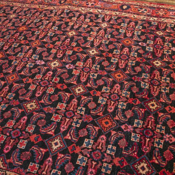 7’9”x 11’ Vintage Handmade Iranian Herati Pattern Wool Rug - Image 2