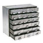 Vintage Industrial Silver Painted Multi-Drawer Metal Card File Cabinet - Image 3