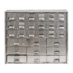 Vintage Industrial Silver Painted Multi-Drawer Metal Card File Cabinet