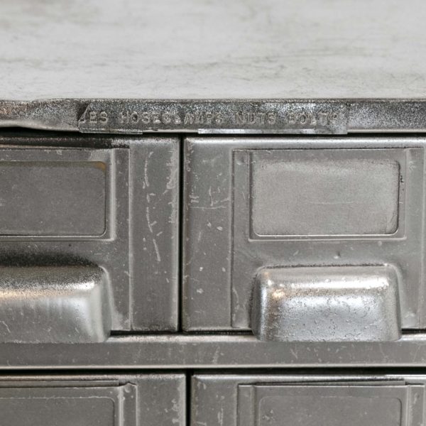 Vintage Industrial Silver Painted Multi-Drawer Metal Card File Cabinet - Image 5