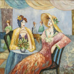 Signed Original Oil on Canvas Painting of Woman in Restaurant - Image 2