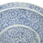 Antique 17” Hand Painted Blue and White Chinese Bowl - Image 3